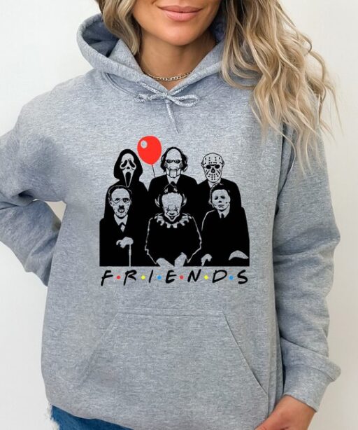 Horror Movie Characters Friends Sweatshirt and Hoodie, Halloween Horror Characters Shirt, Friends Halloween Shirt, Horror Movie Shirt -HC08