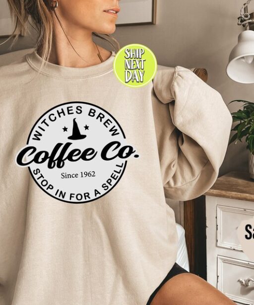 Witches Brew Sweatshirt and Hoodie, Halloween Sweatshirt, Funny Coffee Co Crewneck Sweatshirt, Halloween Witches Pullover Sweater -HC44