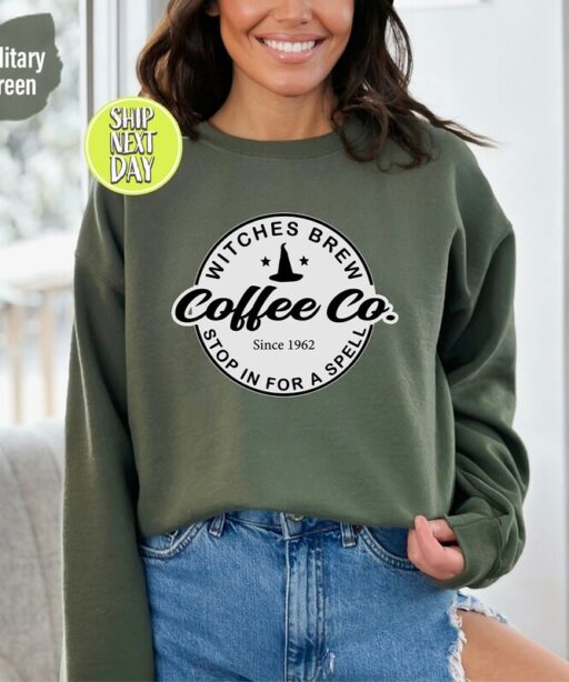 Witches Brew Sweatshirt and Hoodie, Halloween Sweatshirt, Funny Coffee Co Crewneck Sweatshirt, Halloween Witches Pullover Sweater -HC44