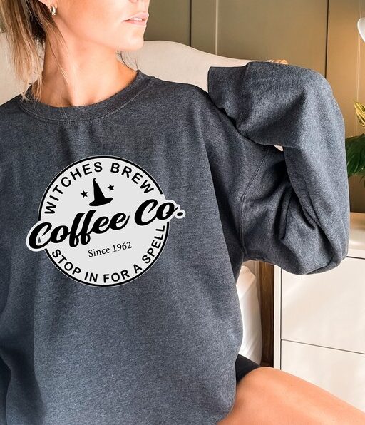 Witches Brew Sweatshirt and Hoodie, Halloween Sweatshirt, Funny Coffee Co Crewneck Sweatshirt, Halloween Witches Pullover Sweater -HC44