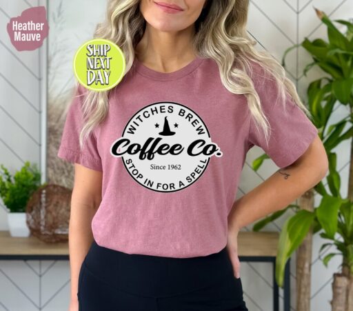 Witches Brew Tee Shirt, Witches Brew Coffee Co. Shirt, Halloween Witches Shirt, Witch Shirt, Women Halloween, Fall Shirt, Ghost Tee -HC44