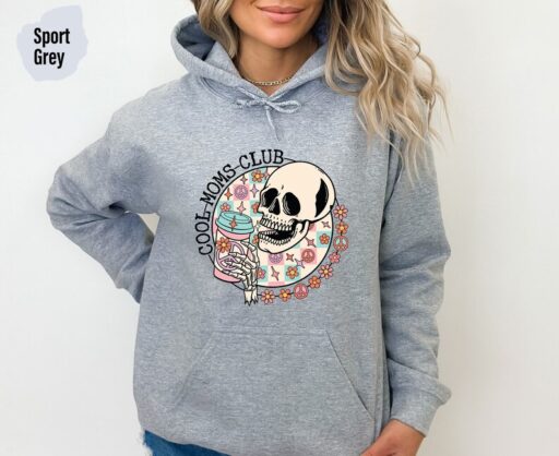 Cool Moms Club Sweatshirt and Hoodie, Halloween Skeleton Mom Shirt, Skull Mother's Day Tee, Gift For Mom,New Mommy Sweater,Mama Shirt - HC53