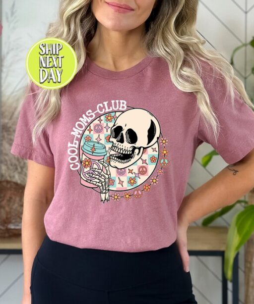 Cool Moms Club Skeleton T-Shirt, Halloween Mom Tee SHirt, Cool Mom Club Shirt, Mom Shirt, Mama Shirt, New Mom Gift, Mom Gift, Mama -HC53