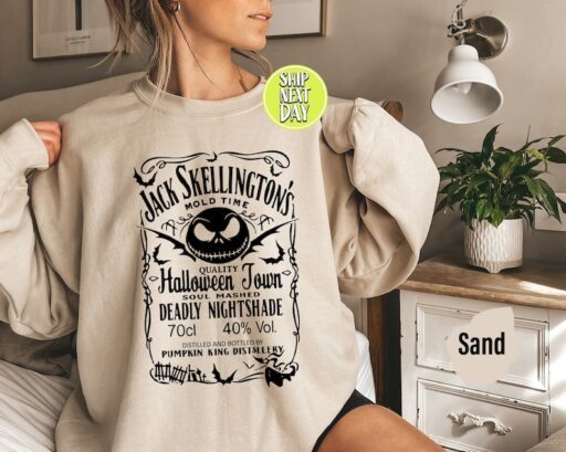 Jack Skellington's Brewery Halloween Sweatshirt and Hoodie ,Nightmare Before Christmas Sweater, Skeleton, Whiskey Holiday Hoodie - HC52