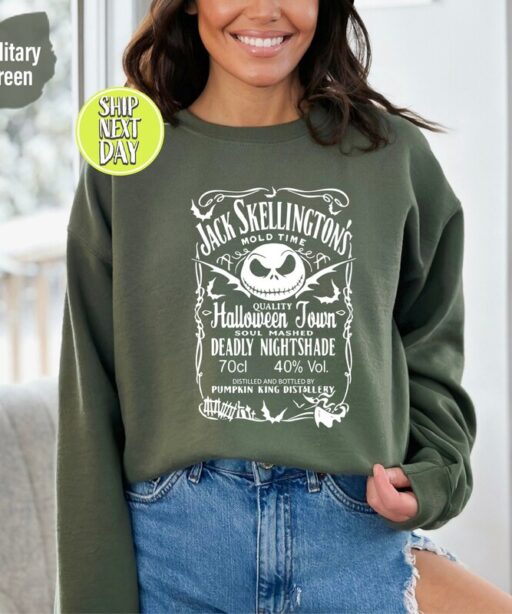 Jack Skellington's Brewery Halloween Sweatshirt and Hoodie ,Nightmare Before Christmas Sweater, Skeleton, Whiskey Holiday Hoodie - HC52