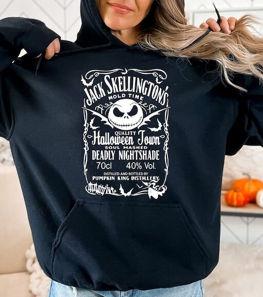 Jack Skellington's Brewery Halloween Sweatshirt and Hoodie ,Nightmare Before Christmas Sweater, Skeleton, Whiskey Holiday Hoodie - HC52