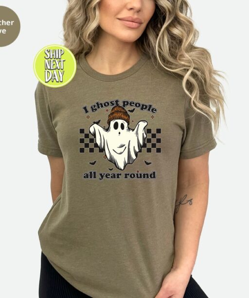 I Ghost People all Year Round Tshirt , Cool Ghost Halloween Shirt, Ghost Halloween Tee Shirt, Spooky Season Tee, Horror Ghost T-Shirt -HC51