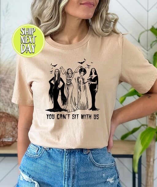 You Can't Sit With Us T-Shirt, Halloween Gift, Halloween Shirt, Funny Witch Shirt, Sisters Tees, Vintage Halloween,Matching Family Tee -HC50