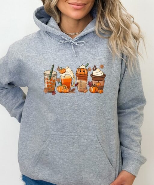 Vintage Halloween Coffee and Pumpkin Shirt, Halloween Coffee Sweatshirt, Pumpkin Spice Latte Hoodie, Coffee Fall Sweatshirt, Pumpkin - HC47