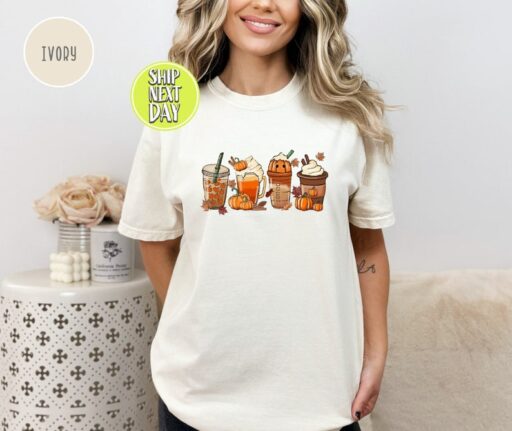 Halloween Horror Coffee Tshirt, Pumpkin Coffee Shirt, Halloween Tee Shirt , Spooky Season, Coffee Shirt, Fall Coffee Graphic Shirt-HC47