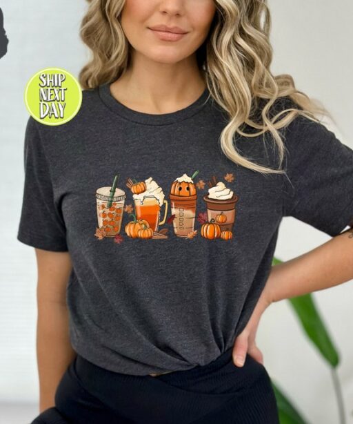 Halloween Horror Coffee Tshirt, Pumpkin Coffee Shirt, Halloween Tee Shirt , Spooky Season, Coffee Shirt, Fall Coffee Graphic Shirt-HC47