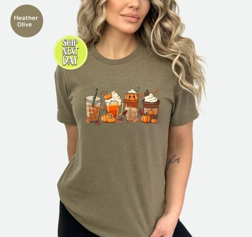 Halloween Horror Coffee Tshirt, Pumpkin Coffee Shirt, Halloween Tee Shirt , Spooky Season, Coffee Shirt, Fall Coffee Graphic Shirt-HC47