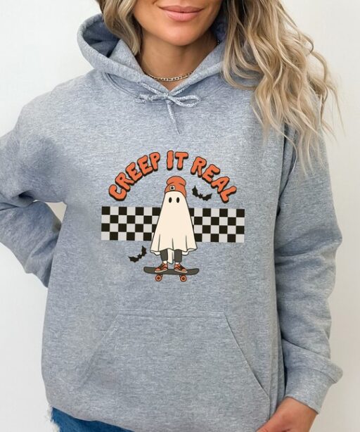 Creep it Real Sweatshirt and Hoodie, Retro Halloween shirt, Vintage Ghost Halloween Shirt, Witch Shirt, Retro Fall Shirt, Fall Shirt -HC020