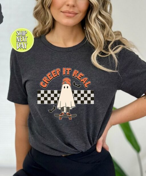 Retro Halloween Tshirt, Creep it Real Shirt, Vintage Ghost Halloween Shirt, Witch Shirt, Retro Fall Shirt, Fall Shirt, Funny Tee -HC020