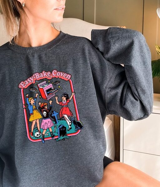 Retro Easy Bake Coven 90s Horror Movie Sweatshirt, Vintage Halloween Hoodie, Scary Halloween Crewneck, Witchy Vibes Hoodie,Spooky Gift-HC112