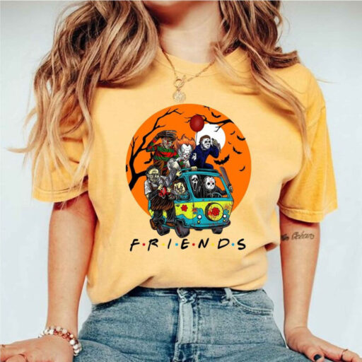 Horror Movies Halloween Shirt,Friends Van With Clown Retro Scary Movie Villians Shirt,Mystery Van Halloween,Halloween Movie Characters Shirt