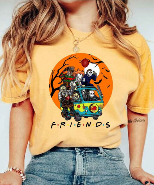 Horror Movies Halloween Shirt,Friends Van With Clown Retro Scary Movie Villians Shirt,Mystery Van Halloween,Halloween Movie Characters Shirt