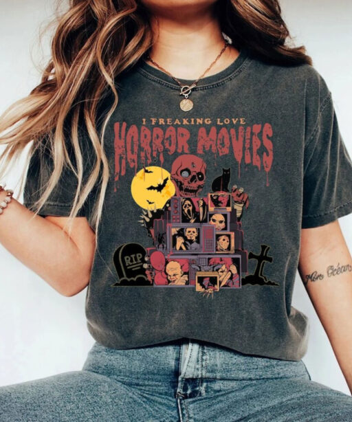 Retro Horror Night Comfort Colors Shirt, Halloween Shirt, Vintage 90s Halloween Movies, Halloween Sweatshirt, Horror Movies Characters Shirt