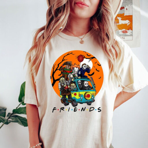 Horror Movies Halloween Shirt,Friends Van With Clown Retro Scary Movie Villians Shirt,Mystery Van Halloween,Halloween Movie Characters Shirt