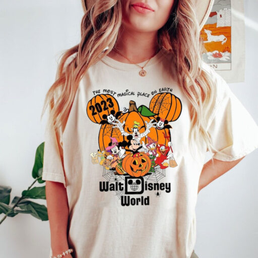 Comfort Colors® Vintage Walt Disney World Halloween Shirt, Disneyworld Halloween 2023 Shirt, Mickey And Friends Halloween Shirt,Disney Shirt