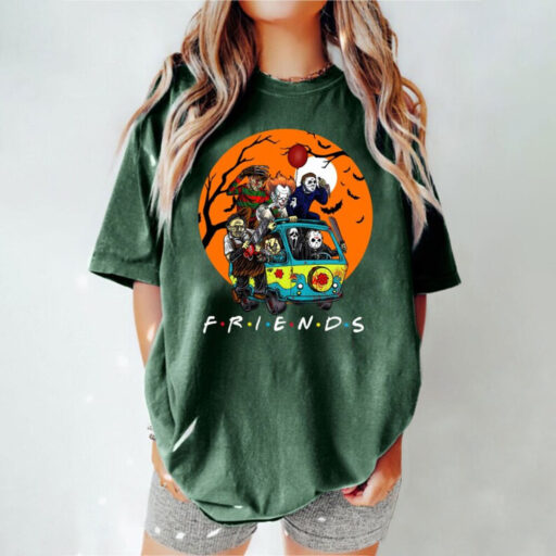 Horror Movies Halloween Shirt,Friends Van With Clown Retro Scary Movie Villians Shirt,Mystery Van Halloween,Halloween Movie Characters Shirt