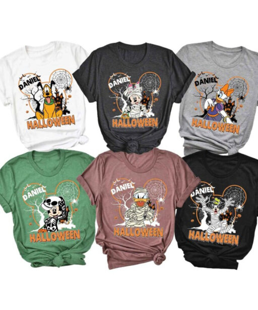Disney skeleton Halloween shirt, Custom name & character Skeleton shirt, Mickey and friends shirt, Halloween group/family matching shirt