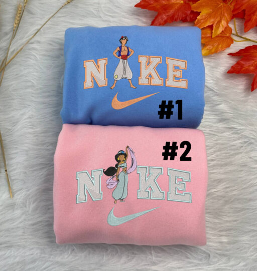 Aladdin and Jasmine Disney Nike Embroidered Sweatshirts