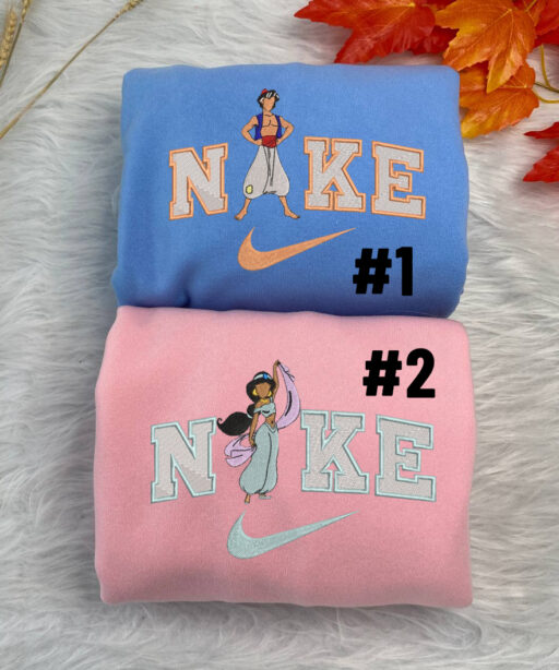Aladdin and Jasmine Disney Nike Embroidered Sweatshirts