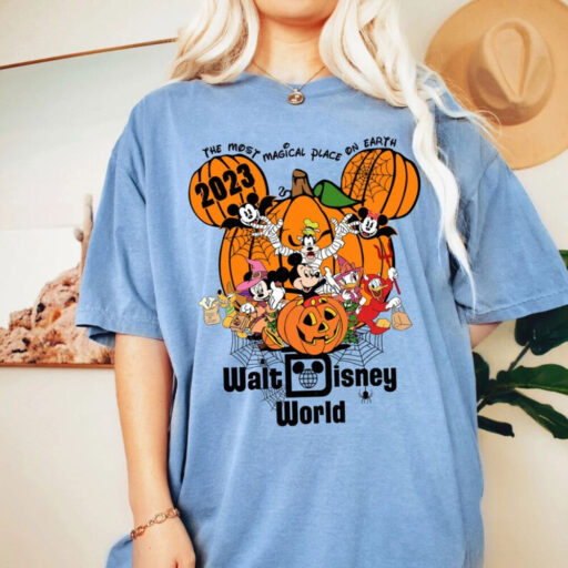 Comfort Colors® Vintage Walt Disney World Halloween Shirt, Disneyworld Halloween 2023 Shirt, Mickey And Friends Halloween Shirt,Disney Shirt