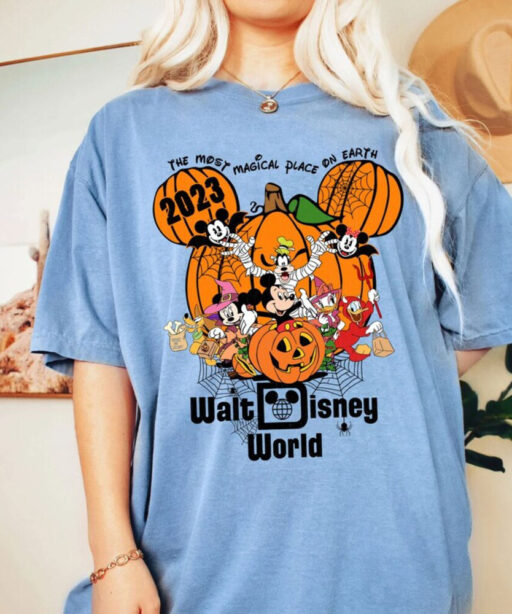 Comfort Colors® Vintage Walt Disney World Halloween Shirt, Disneyworld Halloween 2023 Shirt, Mickey And Friends Halloween Shirt,Disney Shirt