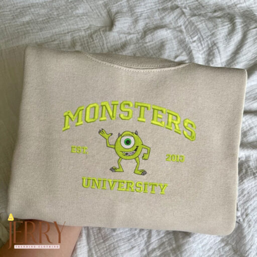 Monster’s University Crewneck Embroidered Sweatshirts, Mike Monster Crewneck, Disney Shirt, Movie Shirts, Monste University Hoodie EH264
