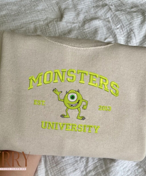 Monster’s University Crewneck Embroidered Sweatshirts, Mike Monster Crewneck, Disney Shirt, Movie Shirts, Monste University Hoodie EH264