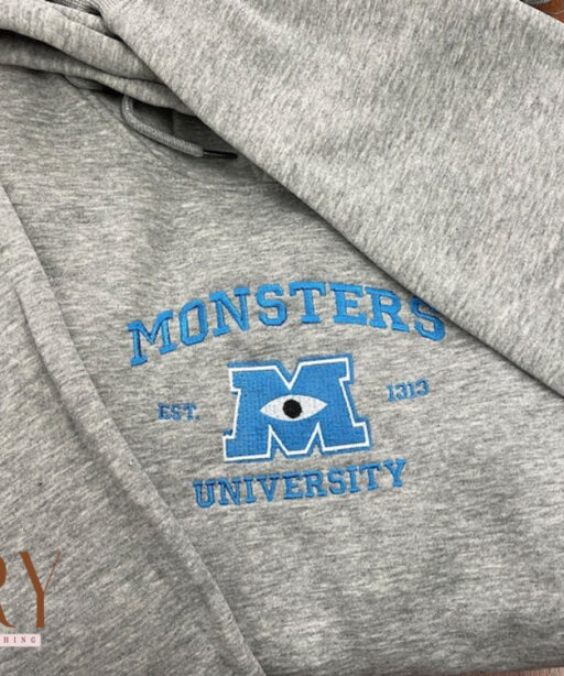 Monster’s University Crewneck Embroidered Sweatshirts, Disney Embroidered Sweatshirts