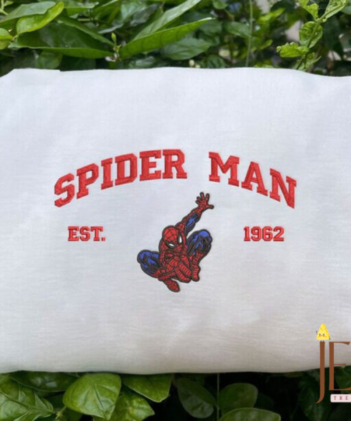 Superhero Spiderman Embroidered Shirt, Cartoon Embroidered Sweatshirts, Trending Crewneck, Spiderman shirt, Embroidery Hoodie EH269