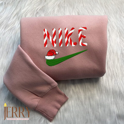 Candy Christmas Hat Nike Embroidered Sweatshirt