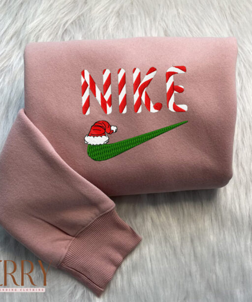 Candy Christmas Hat Nike Embroidered Sweatshirt