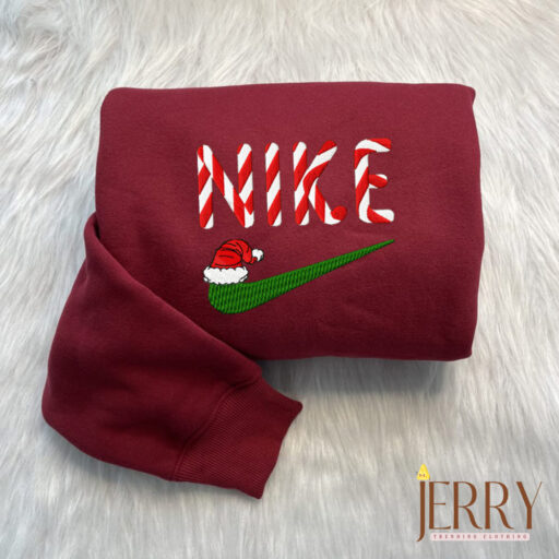 Candy Christmas Hat Nike Embroidered Sweatshirt