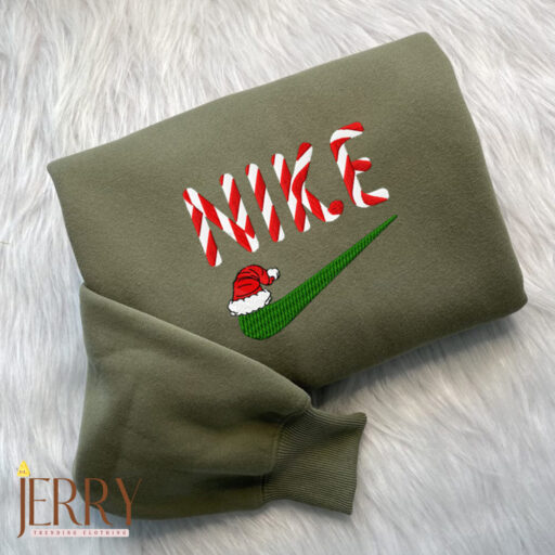 Candy Christmas Hat Nike Embroidered Sweatshirt