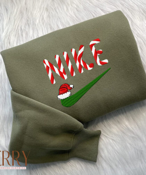 Candy Christmas Hat Nike Embroidered Sweatshirt