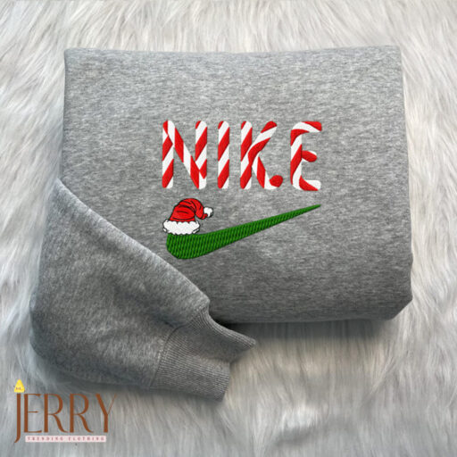 Candy Christmas Hat Nike Embroidered Sweatshirt