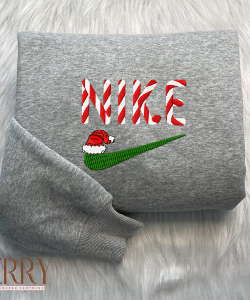 Candy Christmas Hat Nike Embroidered Sweatshirt