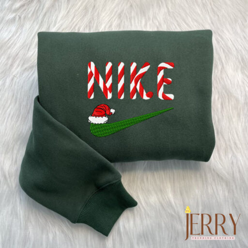 Candy Christmas Hat Nike Embroidered Sweatshirt