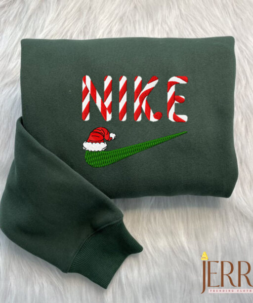 Candy Christmas Hat Nike Embroidered Sweatshirt