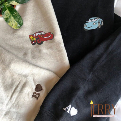 Cars Mcqueen Sally Couple Disney Embroidered Sweatshirt Anniversary Couple Matching Tee