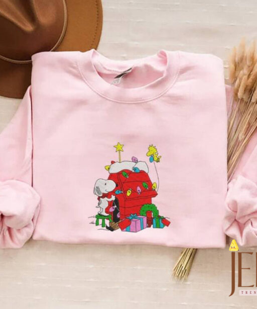 Christmas Embroidery Sweatshirt, Dog Christmas Embroidery Crewneck Sweatshirt, Embroidered Sweatshirt, Y2K Style Embroidered