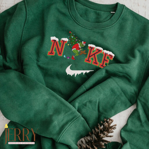 Christmas Grinch Nike Embroidered Sweatshirt, Grinch Shirt