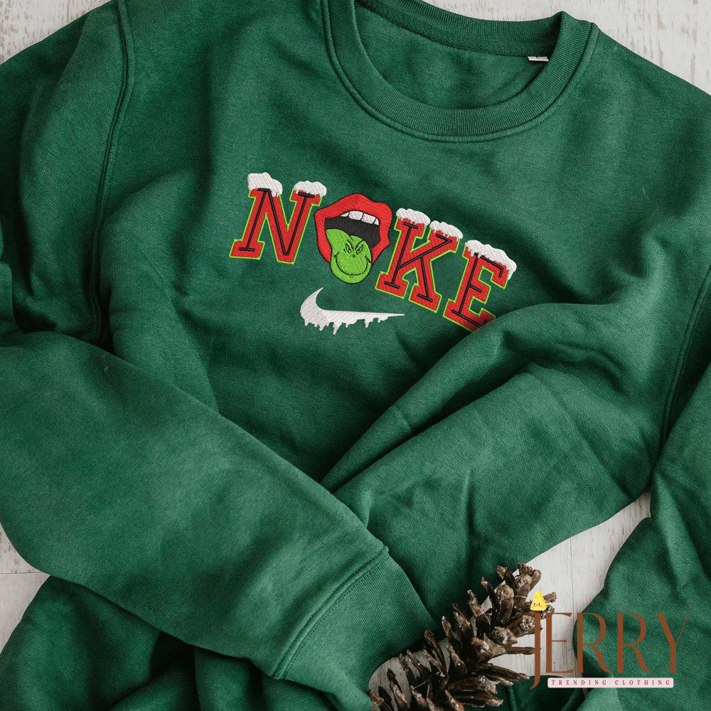 Grinch Christmas Nike Embroidery shirt, hoodie, sweater, long sleeve and  tank top