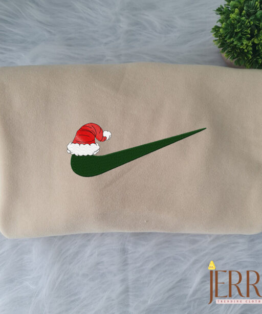 Christmas Hat Nike Embroidered Sweatshirt