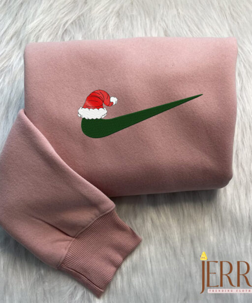 Christmas Hat Nike Embroidered Sweatshirt