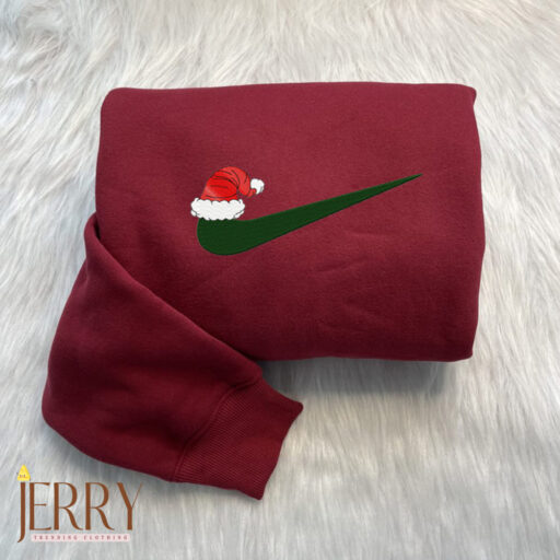 Christmas Hat Nike Embroidered Sweatshirt